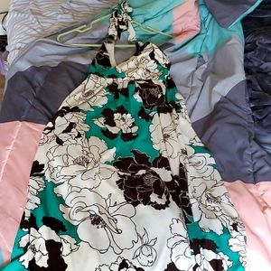 Deep V open back floral dress